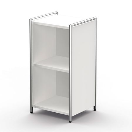 offenes erweiterebares Aktenregal Büroregal Sideboard Lowboard weiß Chrom