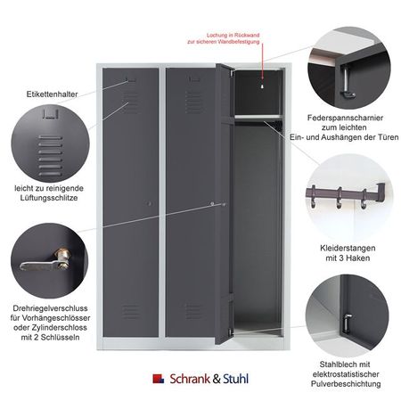 Schrägdach Umkleidespint Arbeitsspind 
