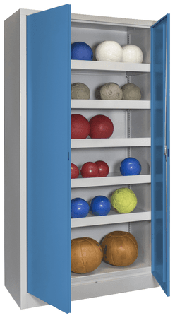 PAVOY Sportgeräteschrank | Ballschrank mit Flügeltüren | 195 x 100 x 50 cm mit Vollblech- oder Lochfeldtüren | große Farbauswahl