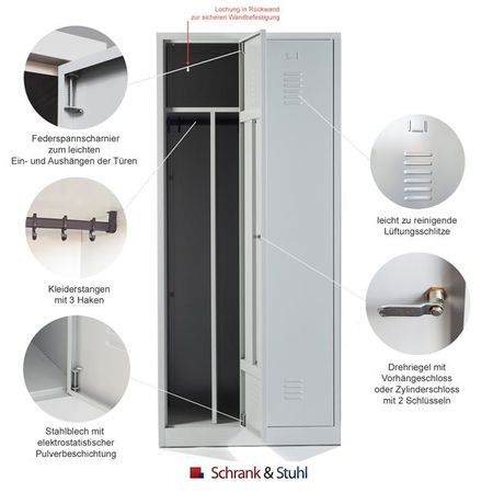 Garderobenschrank mit der Artikelnr. GS-2-40-TW-GR-ZY