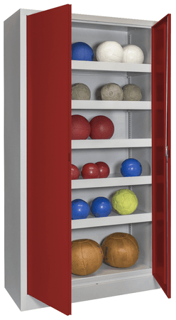 PAVOY Sportgeräteschrank | Ballschrank mit Flügeltüren | 195 x 100 x 50 cm mit Vollblech- oder Lochfeldtüren | große Farbauswahl