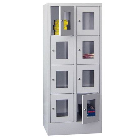 PAVOY Schließfachschrank mit Sichtfenstertüren | 8 Abteile je 30 cm breit | 151