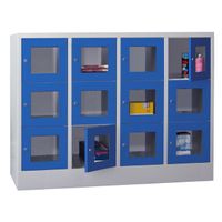 PAVOY Schließfachschrank mit Sichtfenstertüren | 12 Abteile je 40 cm breit | 118,7 x 160 x 50 | große Farbauswahl