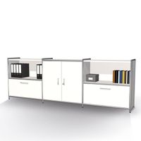 Chromeline Sideboard 2 / 3 mit 2 Schubladen und Holztüren | 78 x 236 x 38 cm | Anthrazit, Weiß, Rot