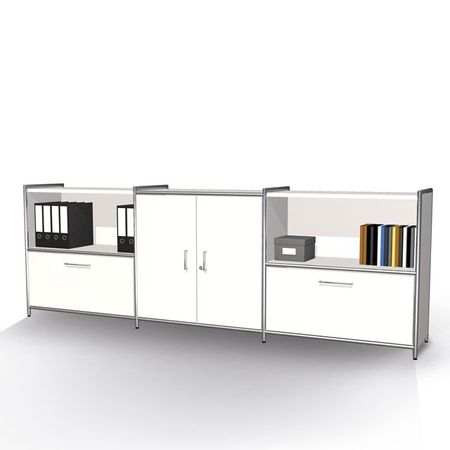 Chromeline Büroschrankwand 2 Ordnerhöhen