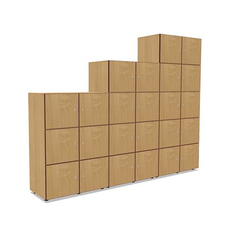 Schließfachschrank aus Holz mit 6