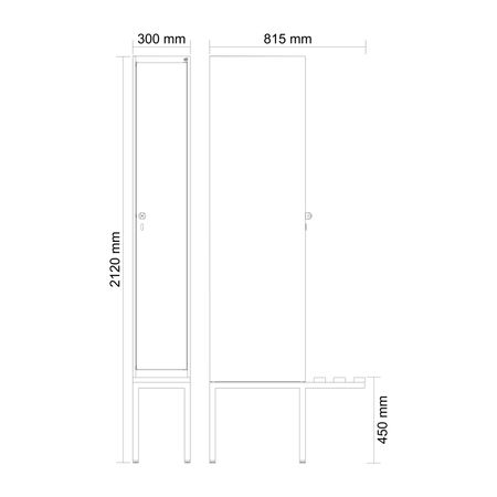 C+P Spind Evolo PLUS Bank 1 Abteile 2120x300x81
