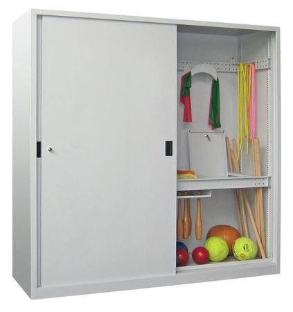 PAVOY Sportgeräteschrank | Ballschrank mit Schiebetüren | 195 x 200 x 60 mit Vollblech- oder Lochfeldtüren GROßE FARBAUSWAHL