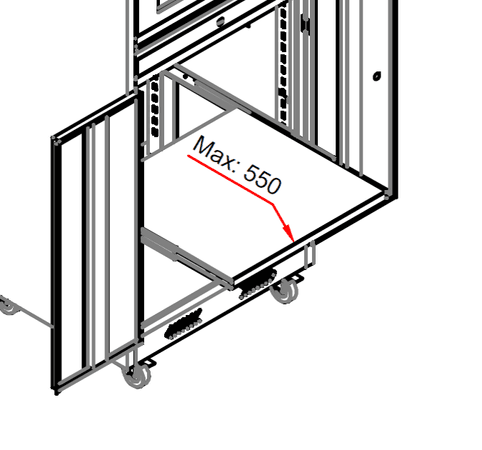 ausziehbarer Fachboden Monitorschrank