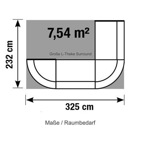 Masse Raumbedarf Große L-Theke Surround
