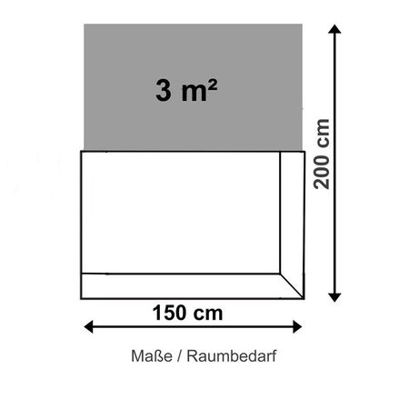 Empfangstheke Satinglas Masse und Raumbedarf