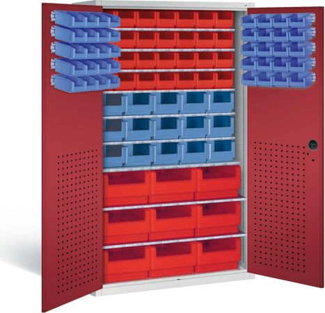  Schrank mit Sichtlagerboxen