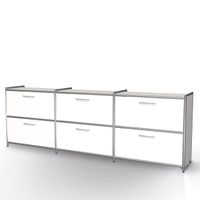 Chromeline Sideboard 2 / 3 mit 6 Schubladen | 78 x 236 x 38 cm | Anthrazit, Weiß, Rot