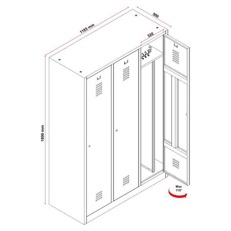 Stahlschrank abschließbar Umkleidebank