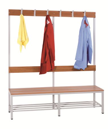 Sitzbank | Garderobenbank 160 cm mit Hakenleiste und Schuhrost