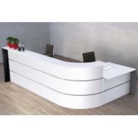 L-Theke Surround mit Beratungsplatz weiß | 112 x 367 x 200 cm (HxBxT)