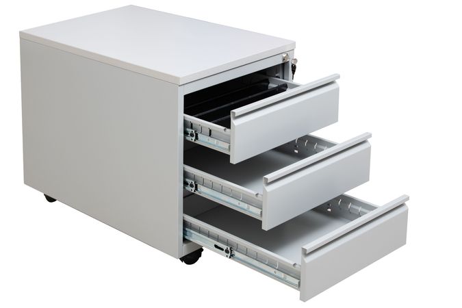 Rollcontainer mit 3 Schubladen | GRAU| 62 x 46 x 79 cm (HxBxT) 