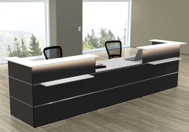 Empfangstheke Mono mit Beratungsplatz mittig | 108 x 430 x 92 cm (HxBxT)