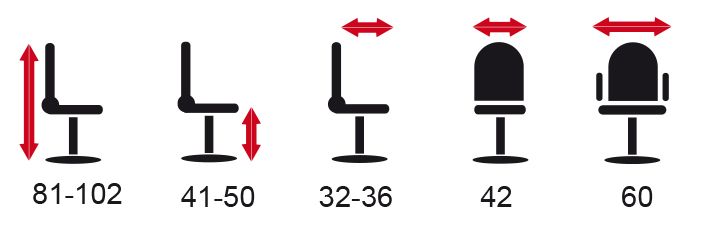 Maße Bürostuhl mit der Artikelnr. DS-PO-DS-ALU-SW-GU