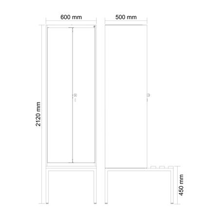 C+P Schwarz-Weiß-Spind Evolo PLUS Bank 2 Abteile