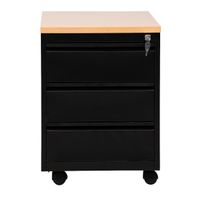 Rollcontainer mit 3 Schubladen | SCHWARZ/BUCHE | 62 x 46 x 79 cm (HxBxT)