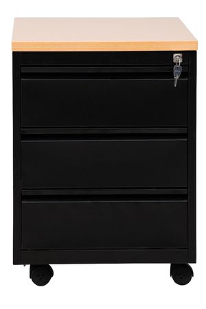 Rollcontainer mit 3 Schubladen | SCHWARZ/BUCHE | 62 x 46 x 79 cm (HxBxT) 