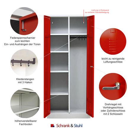 Besenschrank | Putzmittelschrank mit 7 Fächern | 180x60x50 | verschiedene Farben