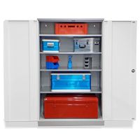 Koloss Werkstattschrank verzinkt | Materialschrank GRAU/WEIß 195x120x60 vollverzinkte Fachböden