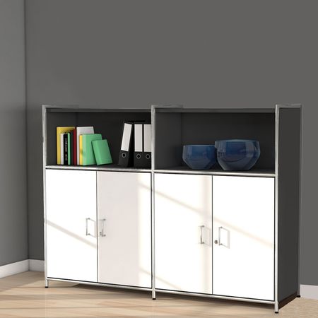 sideboard aktenregal bücherschrank büroregal abschließbare Flügeltüren weiß anthrazit schwarz weiß