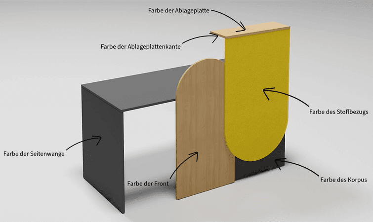 Empfangstheke Salut diverse Farben | 115 x 100 - 180 x 65/80 cm (HxBxT) 