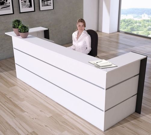 Ecktheke in U-Form weiß | 112 x 300 x 95 cm (HxBxT)