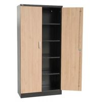 Aktenschrank | Stahlschrank mit Dekortüren 195x92x42 SCHWARZ/ERLE