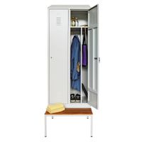 Spind mit 2 Abteilen und Schwarz-Weiß-Trennung 180x80x50 GRAU