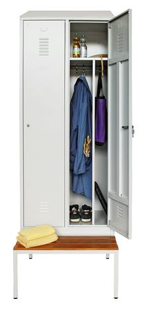 Spind mit 2 Abteilen und Schwarz-Weiß-Trennung 180x80x50 GRAU