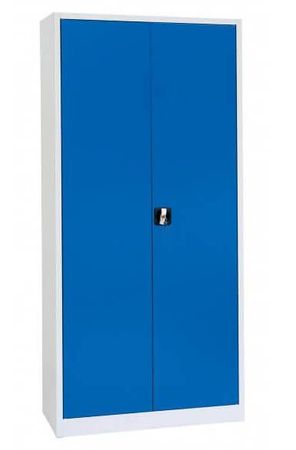 GS Aktenschrank verzinkt | Stahlschrank GRAU/BLAU 180x80x38 vollverzinkte Fachböden