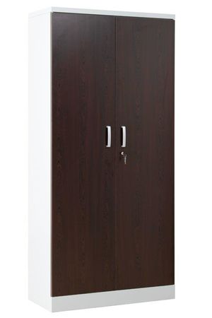 Aktenschrank | Stahlschrank mit Dekortüren 195x92x42 WEIß/WENGE
