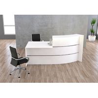 Bogentheke Surround mit Beratungsplatz komplett weiß | 112 x 231 x 122,5 cm (HxBxT)