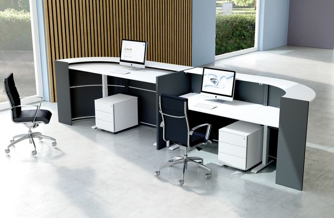 Große Bogentheke Surround Up & Down (höhenverstellbar) anthrazit| 112 x 464 x 95 cm (HxBxT)
