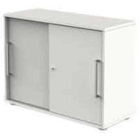 Schiebetürenschrank aus Holz - 2 Ordnerhöhen | 75x100x40 WEIß