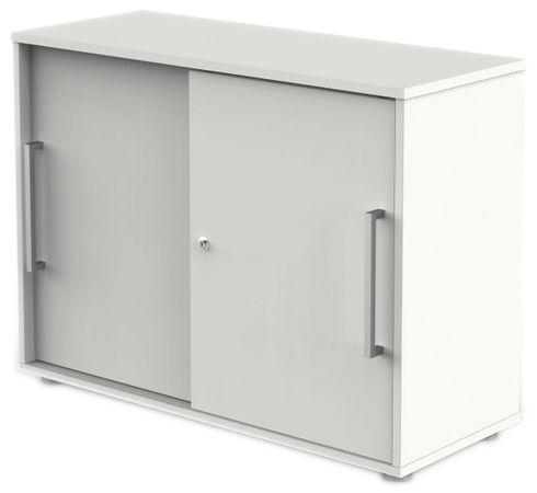 Schiebetürenschrank aus Holz - 2 Ordnerhöhen | 75x100x40 WEIß