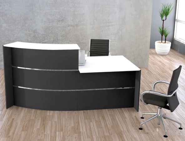 Bogentheke Surround mit Beratungsplatz anthrazit | 112 x 231 x 122