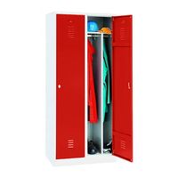Spind mit 2 Abteilen und Schwarz-Weiß-Trennung 180x80x50 GRAU/ROT