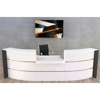 Große Bogentheke Surround mit Beratungsplatz weiß | 112 x 324 x 123 cm (HxBxT)