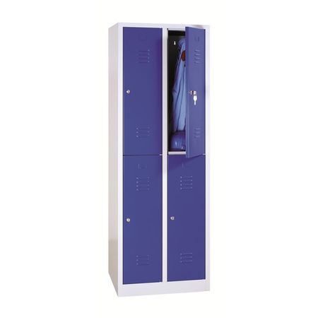Spind mit 2x2 Abteilen 195x60x50 GRAU/BLAU
