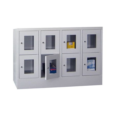 PAVOY Schließfachschrank mit Sichtfenstertüren | 8 Abteile je 30 cm breit | 85