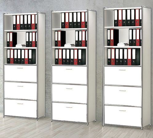Chromeline offenes Higboard mit 6 Ordnerhöhen und 3 Schubladen