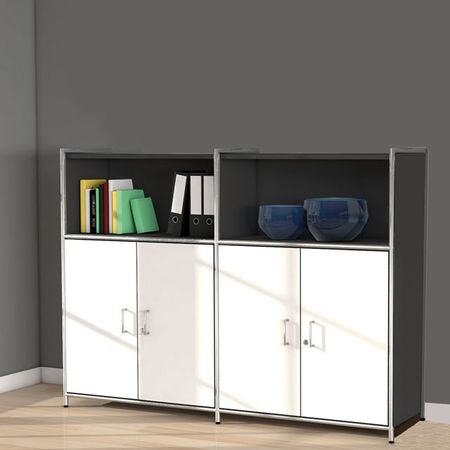 sideboard aktenregal bücherschrank büroregal abschließbare Flügeltüren weiß anthrazit schwarz weiß