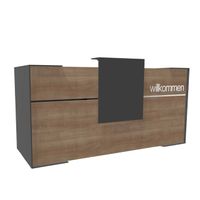 Empfangstheke LEO 4 | 180 - 240 cm breit - wahlweise mit Schriftzug | Kirsche-Havanna / Graphit