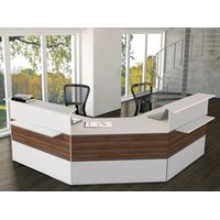 Empfangstheke Nussbaum mit 2 Arbeitsplätzen | 108 x 250 x 250 cm (HxBxT)