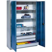 Premium Vorratsschrank von C+P | Materialschrank mit 3 Schubladen | 195x120x50 cm (HxBxT) | große Farbauswahl